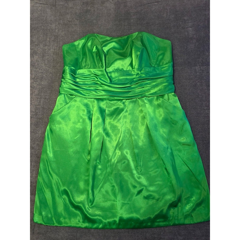 David's‎ Bridal Green Satin Strapless Cocktail Dress Pockets Size 20 83707